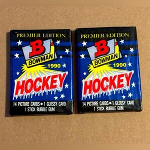 2 PACKS 1990/91 Bowman Premier 1st Edition Sealed Hockey Cards Pack